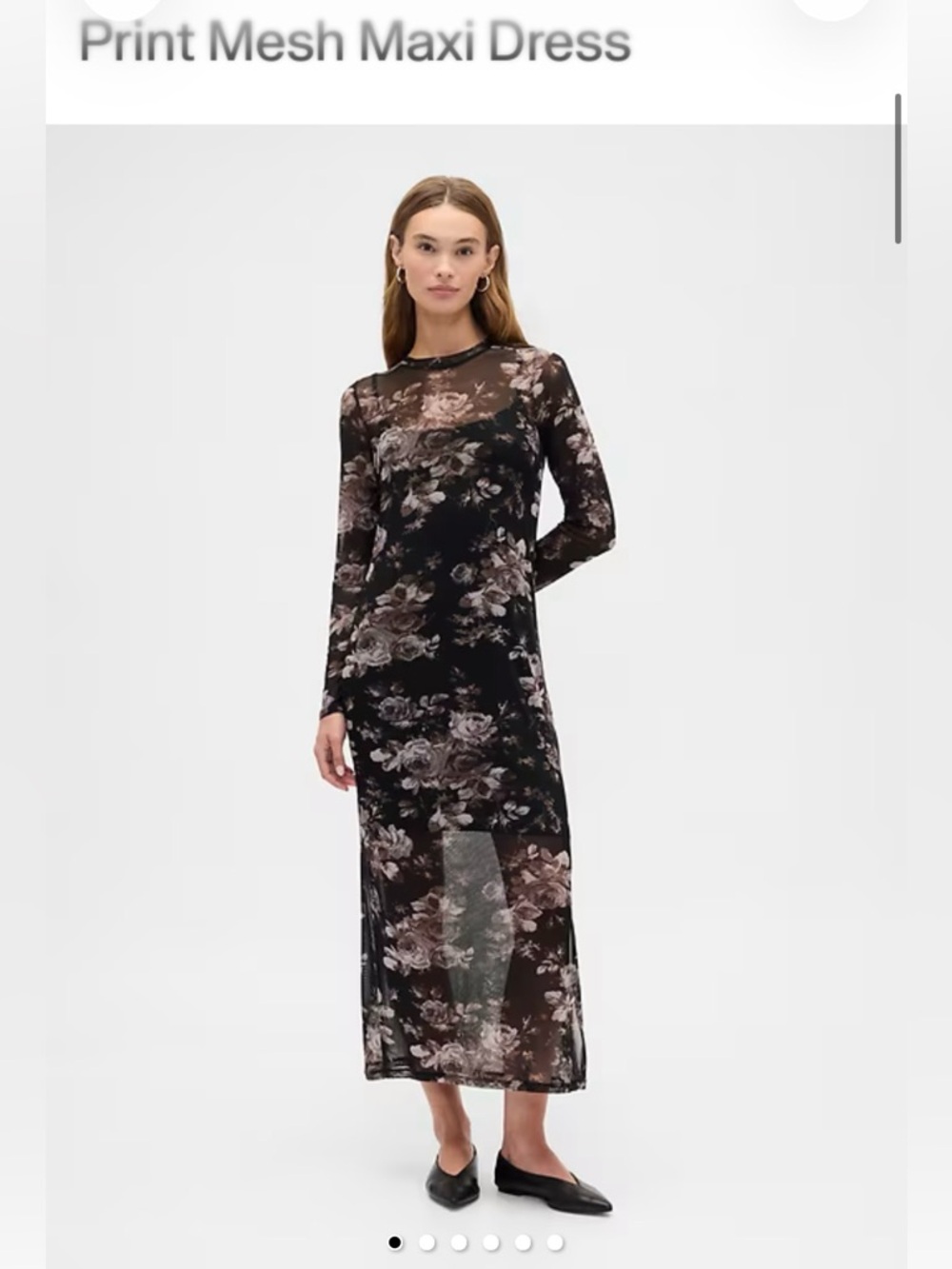 NWT Gap Floral Print Mesh Maxi Dress - Black